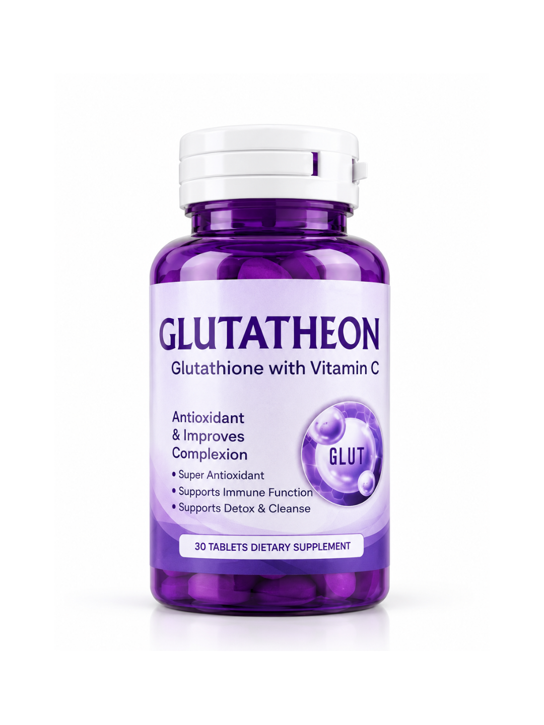Body Whitening | Breast Whitening | Face Whitening - Glutathione with Vitamin C – Antioxidant Dietary Supplement, 30 Tablets